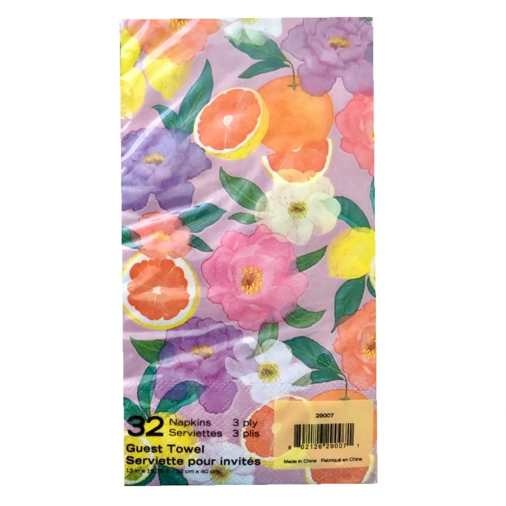Floral Citrus Guest Towels Hostess Napkins (29007), 32 ct
